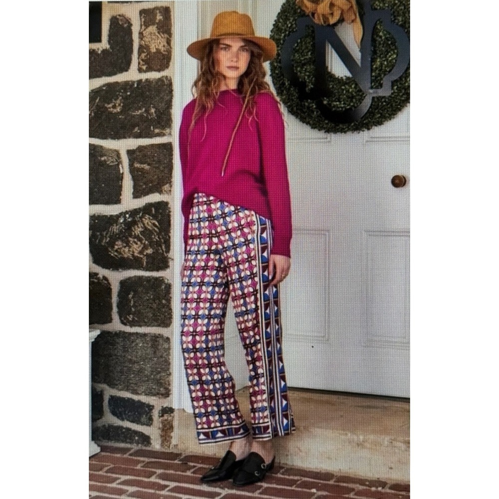 Cartolina The Darcy Pant Geometric Wide‎ Leg Silky Flowy Trousers Pull On Small